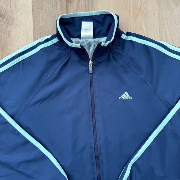 Adidas Women’s Full Zip Windbreaker Jacket No Hood Blue Teal Large - Picture 2 of 16